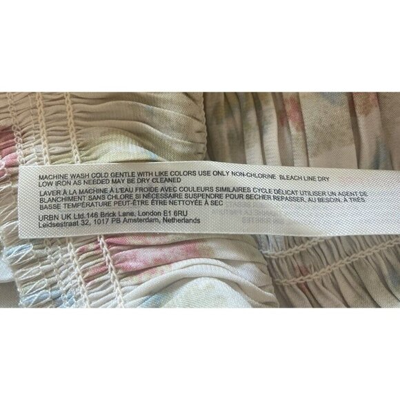 Intimately Free People Bodysuit Top Puff Sleeve Cream Pink Blue Small S - Picture 4 of 5